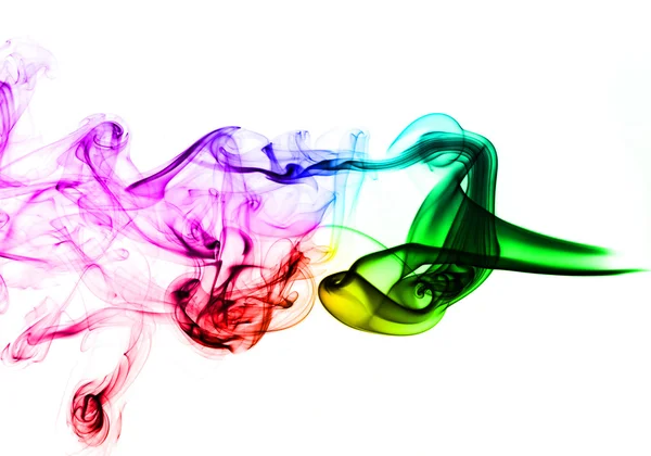 Fumée abstraite colorée sur blanc — Photo