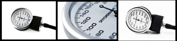 Kollázs a vérnyomásmérő közelről fotó — Stock Fotó