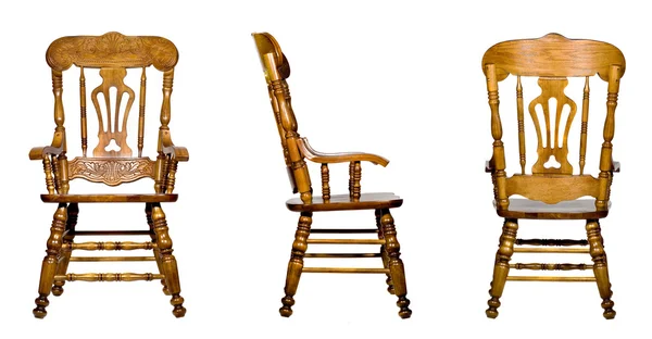 Kolaj 3 antika ahşap sandalye — Stok fotoğraf
