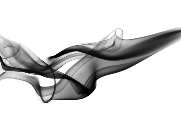 Curvas de humo negro sobre blanco — Foto de Stock