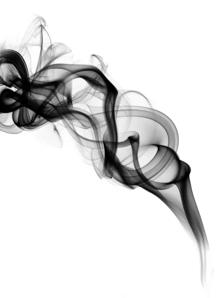 Courbes de fumée noires sur le blanc — Photo