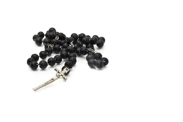 Perles noires isolées sur blanc — Photo