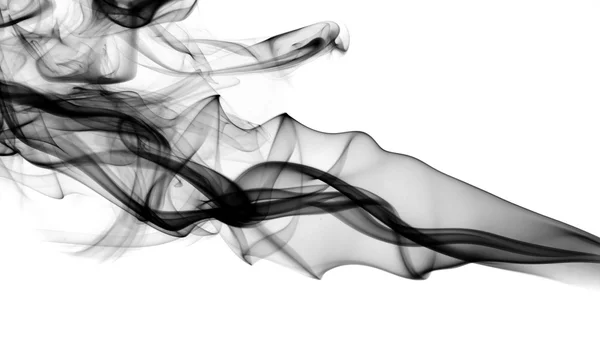 Black Abstract smoke curves on white — Stock Photo, Image