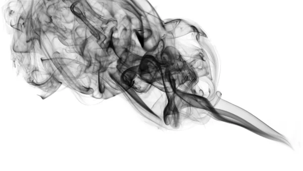 Черная абстрактная кривая дыма над белым — стоковое фото