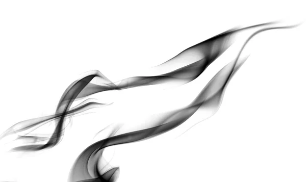 Curvas de fumaça abstratas pretas no branco — Fotografia de Stock