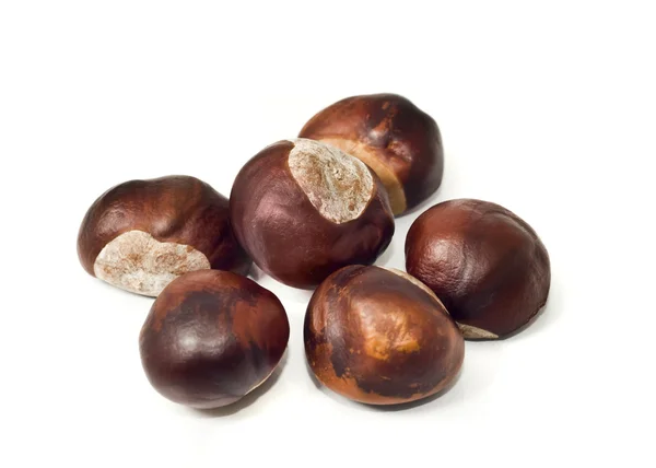 Autumn yield - Pile of chestnuts — Stock Photo, Image