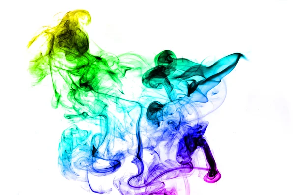 Abstract colorful smoke shape over white — Stock Photo, Image