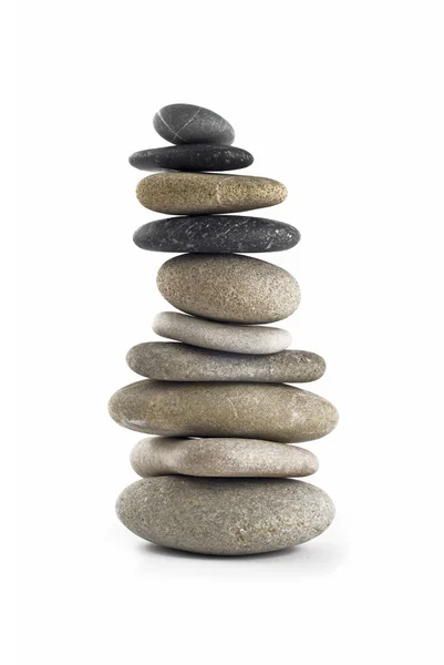 Tall Balanced stone stack or tower Stock Photo