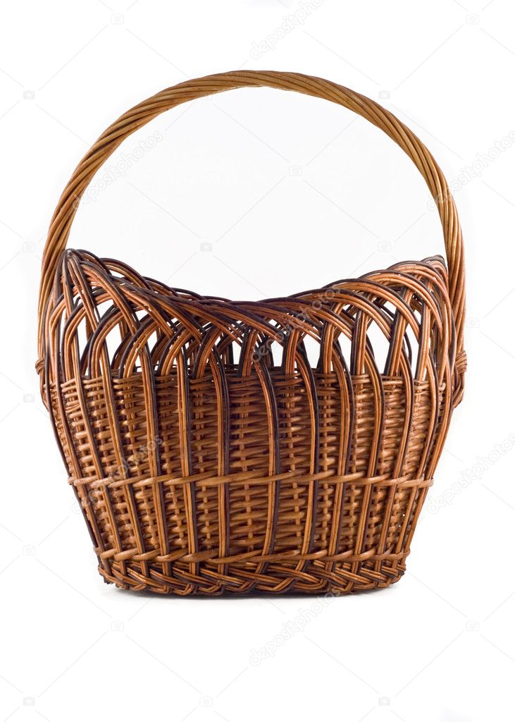 Big Wicker woven basket over white