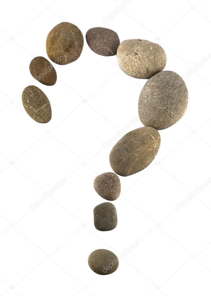 Query sign made of pebbles