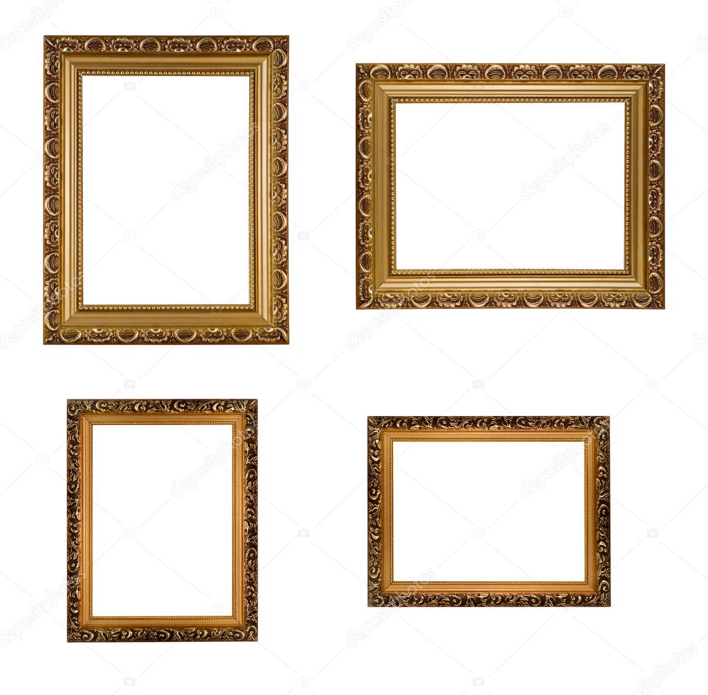 Collage of golden wooden frames