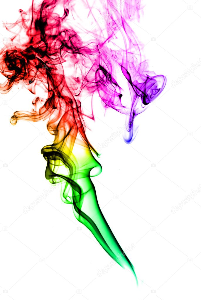 Abstract colorful Smoke shape over white