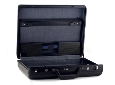 Opened black briefcase for documents clipart