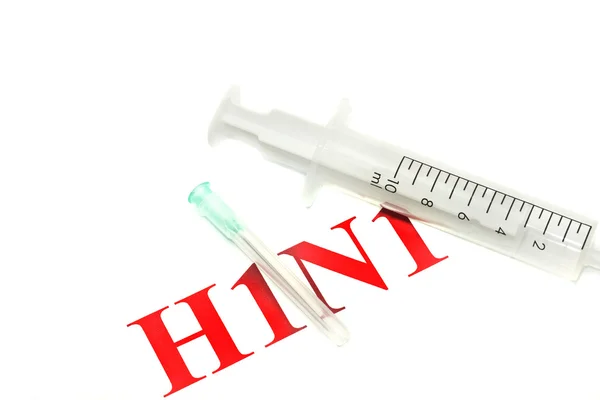 Prasečí chřipka h1n1 oznámení - stříkačka — Stock fotografie