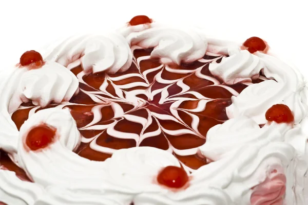 Dessert - iced cake with cherries — Stock Photo, Image