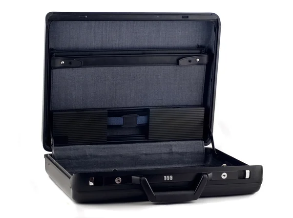Opened black briefcase for documents — Stock Photo, Image
