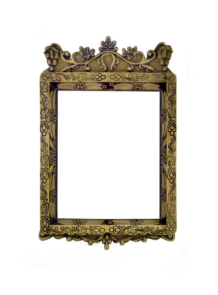 Empty vertical carved frame for picture