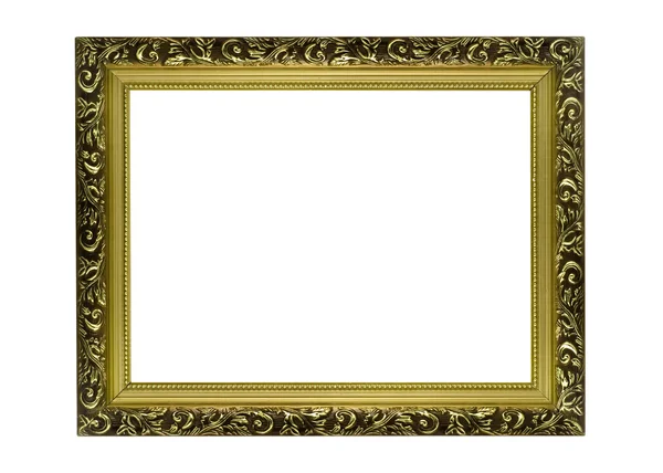 Prázdný rámeček vodorovný zlatý — Stock fotografie