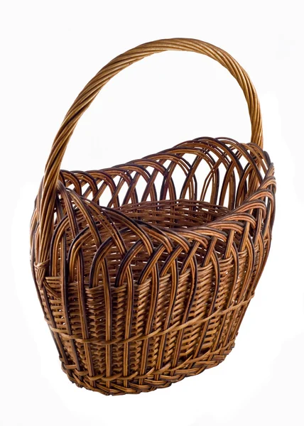Brown woven basket over white — Stock Photo, Image