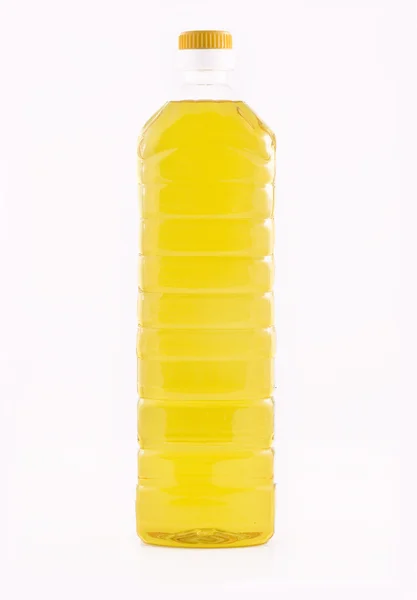 Láhev zlaté slunečnicový olej — Stock fotografie