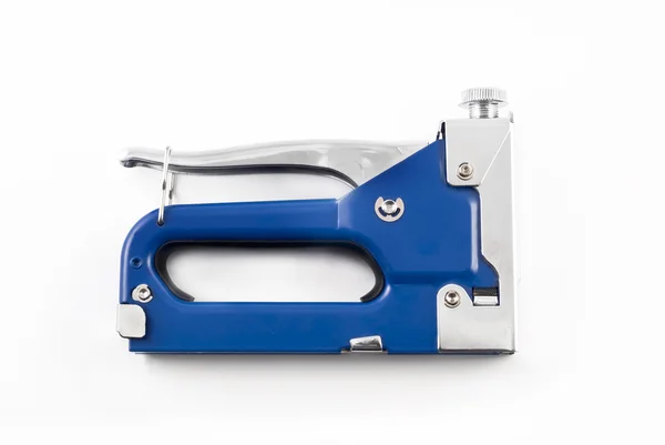 Beyaz bitti izole mavi zımba tabancası — Stok fotoğraf