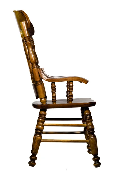 Antiken hölzernen Stuhl Seitenansicht — Stockfoto