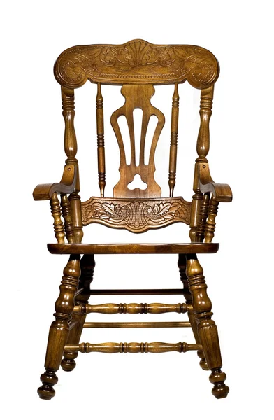 Антикварный деревянный стул вид спереди — стоковое фото