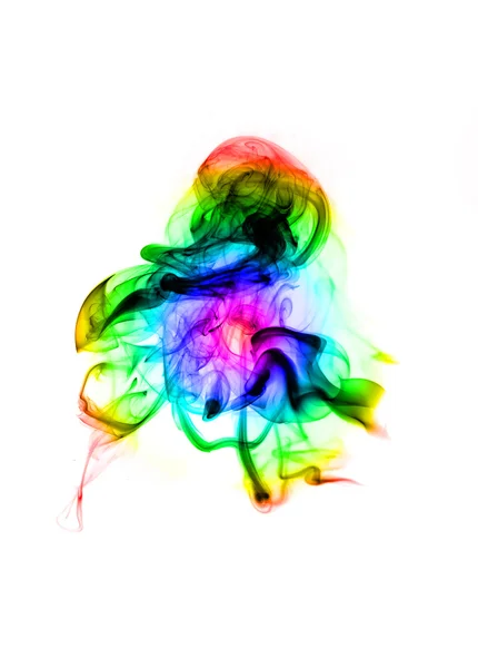 Forma de fumaça colorida abstrata sobre branco — Fotografia de Stock