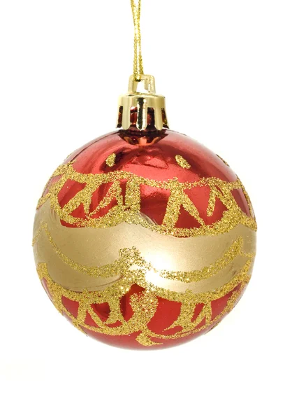 Christmas greetings - red bauble — Stock Photo, Image