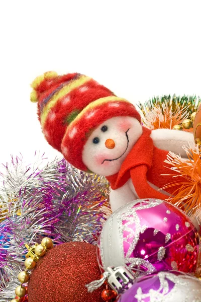 Vánoční přání - legrační bílé sněhulák — Stock fotografie