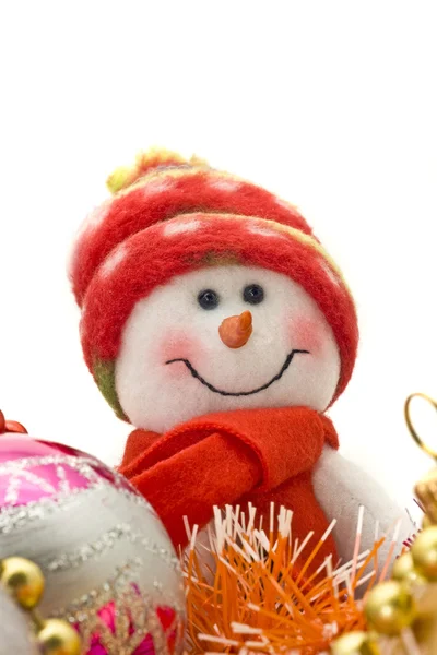 Close-up of Funny Christmas snowman — Stock Photo, Image