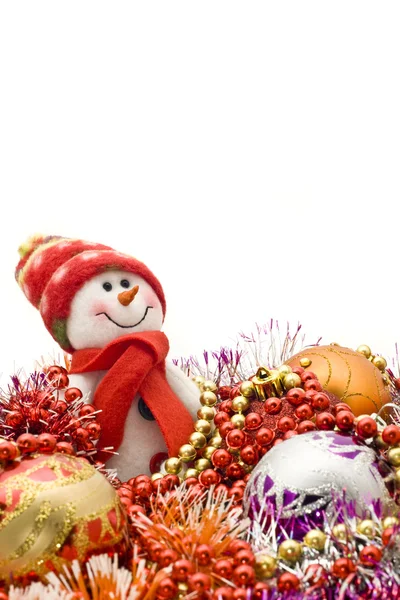O Natal chega. Bonito boneco de neve — Fotografia de Stock