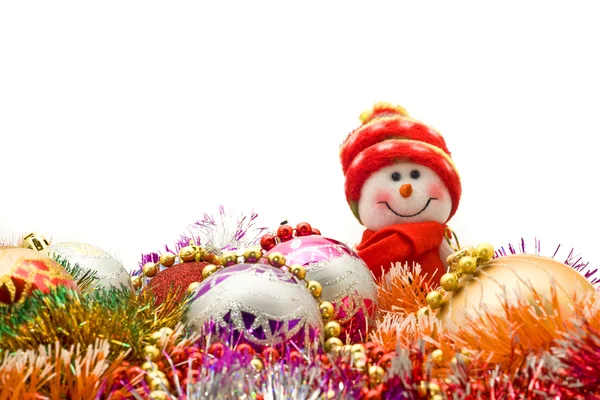 Christmas - grappige witte sneeuwpop — Stockfoto