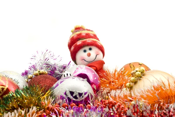 Christmas snowman and decoration — Stock Photo, Image