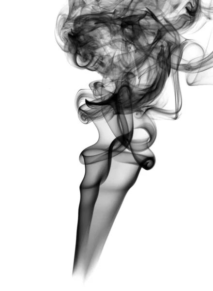 Черный дым Абстрактные кривые на белом — стоковое фото