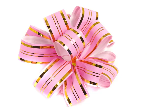 Pink stripy holiday ribbon — Stock Photo, Image