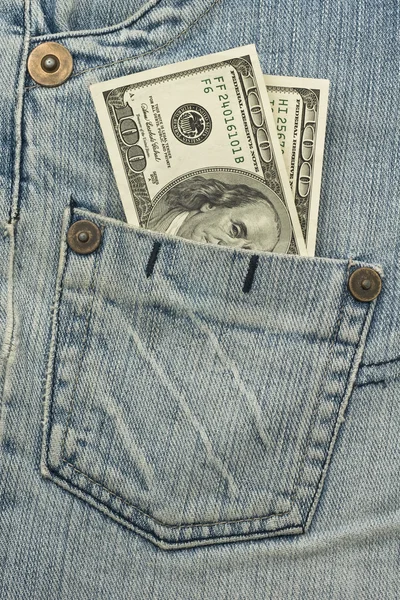 Argent dans la poche du jean — Photo