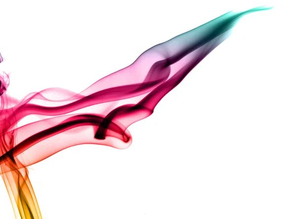 Colored fume abstract waves on white — 图库照片