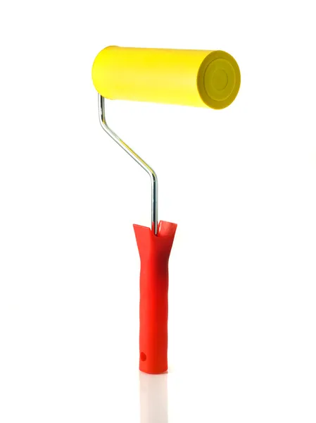 Standing Yellow Roller for renovation — Stock Photo, Image