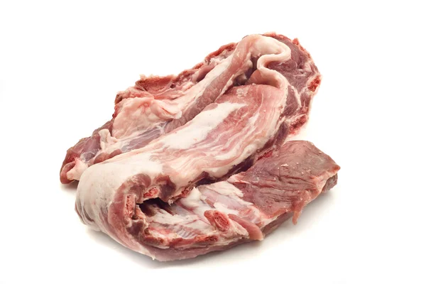 Ungekochte Schweinerippchen und isoliertes Fleisch — Stockfoto