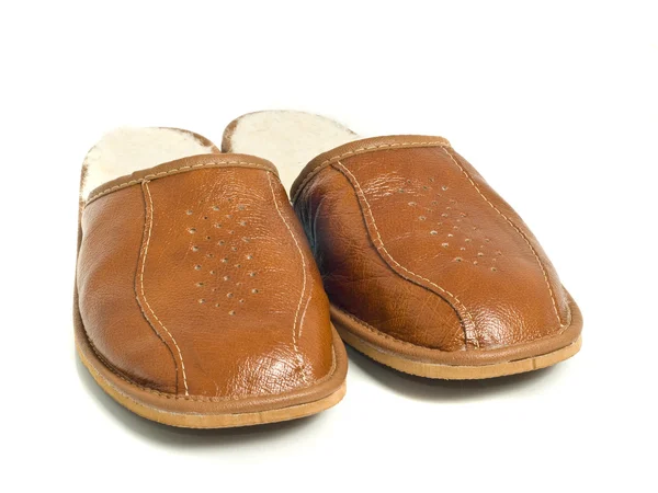 Brown mens house slippers — Stock Photo, Image