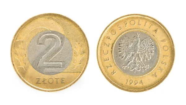 2 zloty - dinheiro da Polônia — Fotografia de Stock