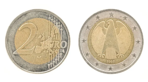 2 ευρώ - χρήματα της Ευρωπαϊκής Ένωσης — Φωτογραφία Αρχείου