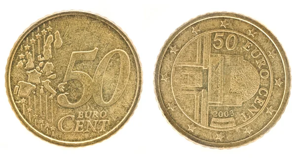 50 euro centů - Evropské unie peníze — Stock fotografie