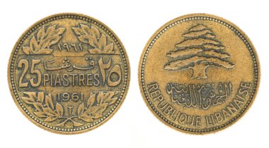 25 piastres or piasters - money of Lebanon clipart