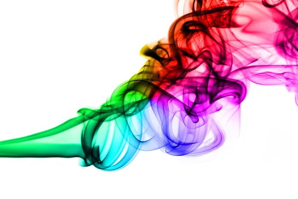Μαγικό χρωματιστό καμπύλες καπνού στο λευκό — Φωτογραφία Αρχείου