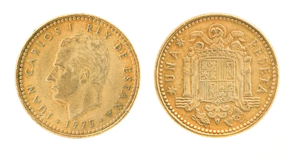 Una ou 1 peseta - antigo dinheiro espanhol — Fotografia de Stock
