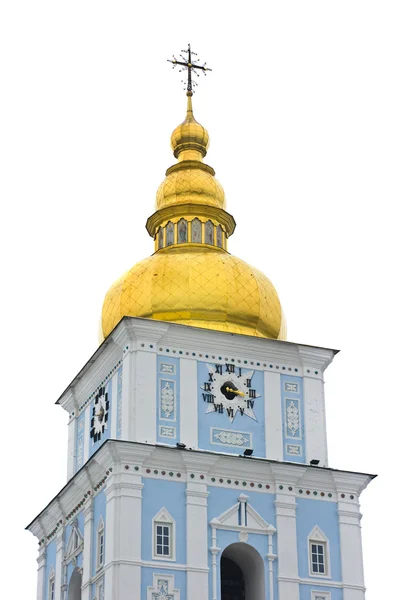 Pravoslavná církev zvonice s hodinami — Stock fotografie