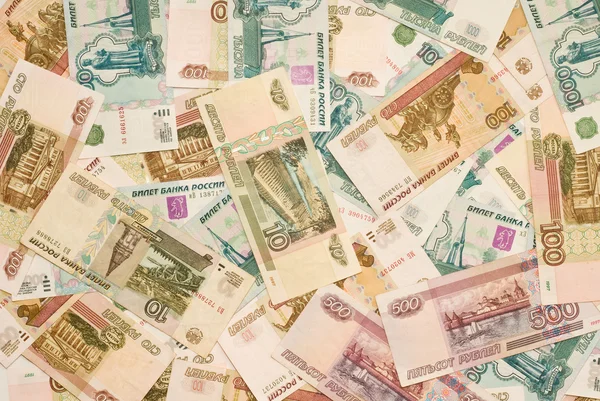 Russische geld - roebels bankbiljetten — Stockfoto