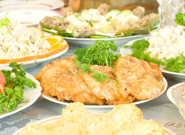 Tasty chops and cutlets. Banquet in the restaura — Stock Photo, Image